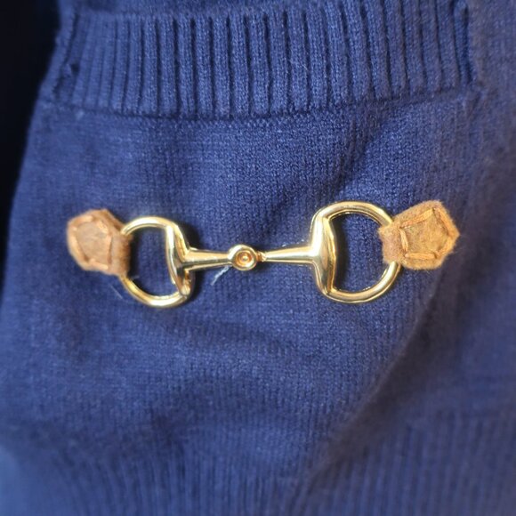 NWT Romi Basha Harper Navy Blue, White Cardigan Sweater O/S - Picture 5 of 10